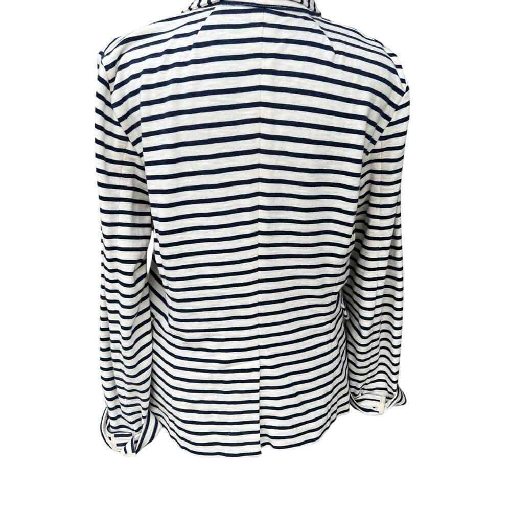 J.CREW size M blazer cream with navy stripes cotton - Picture 7 of 11